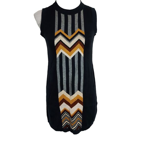 Missoni Target Black Chevron Stripe Zigzag Sweater Mini Dress Size XS Sleeveless - Picture 2 of 12